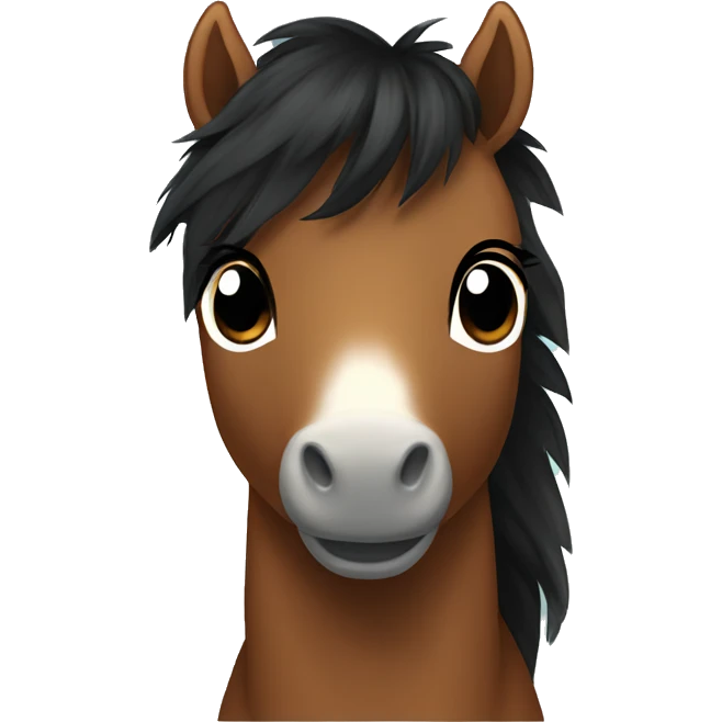 Brown pony With black fluffy hair emoji