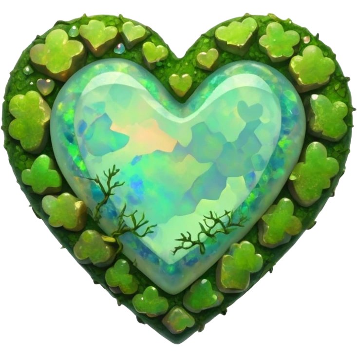 mossy heart shaped natural rough opal emoji