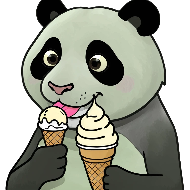 Panda eating ice cream emoji