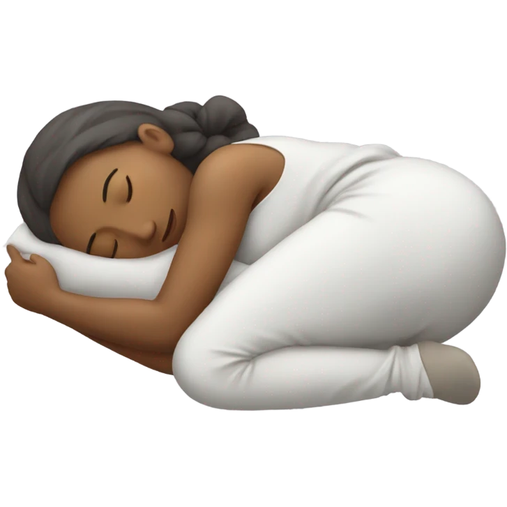 Fetal position sleeping woman dressed emoji