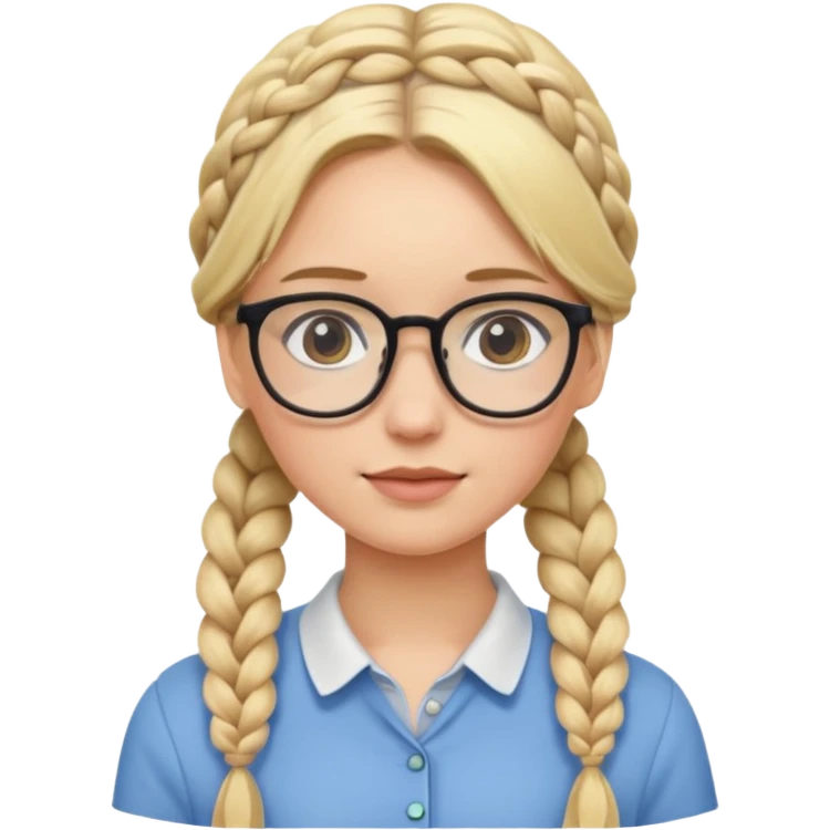 blonde braided girl with glasses emoji