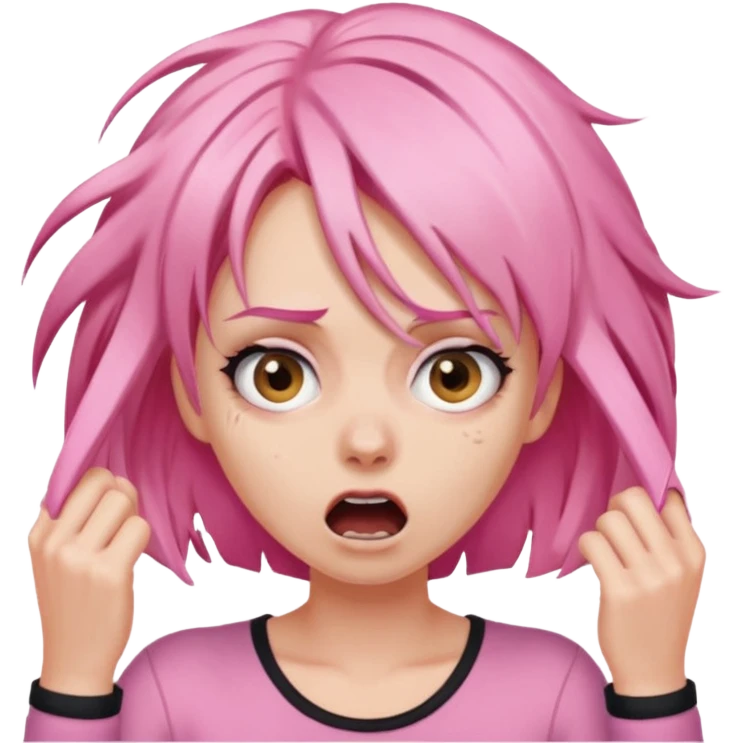 Manic ripping hair out female pink emoji