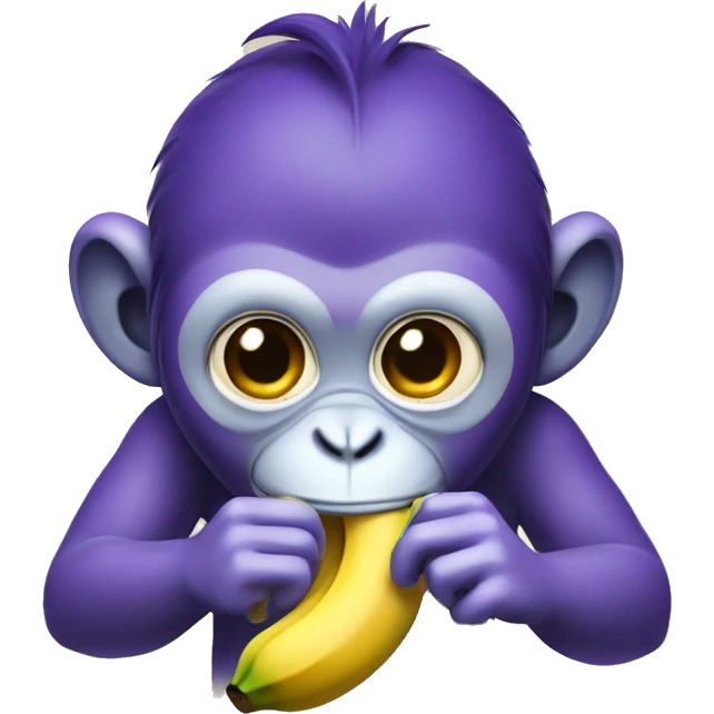 Purple monkey eats a banana emoji