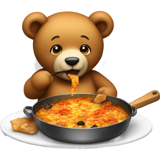 teddy bear eating a paella emoji