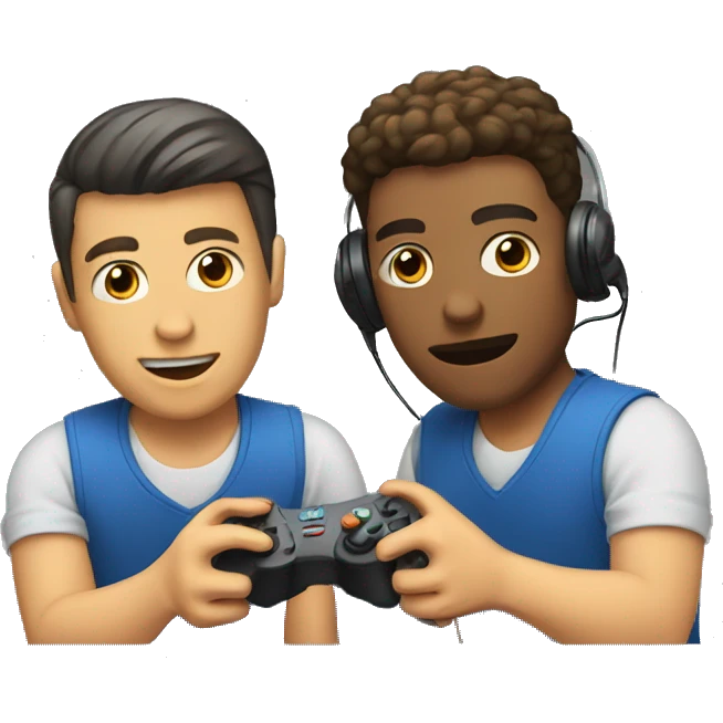 two guys play video games emoji