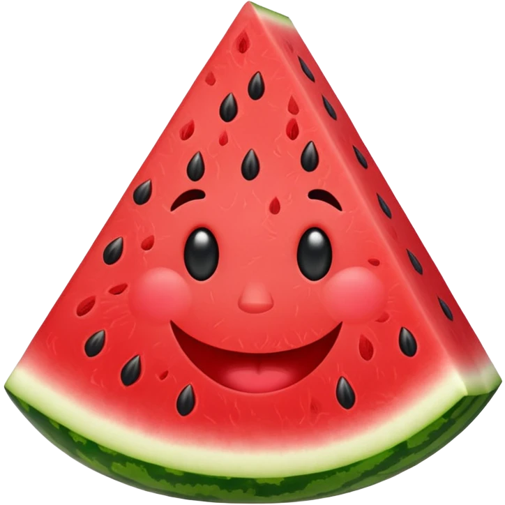 A refreshing watermelon slice with a happy face. emoji