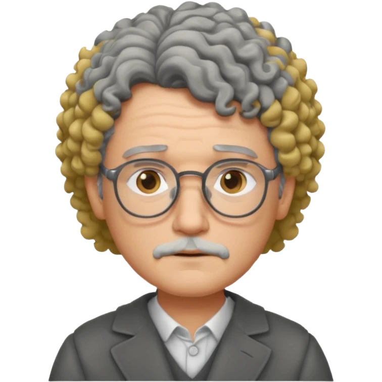 Sad male Writer with curly gray hair and glasses emoji