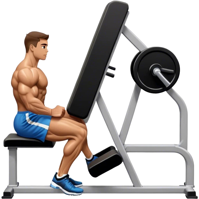 side-view bodybuilder seated weighted calf-raise machine lower leg exercise emoji