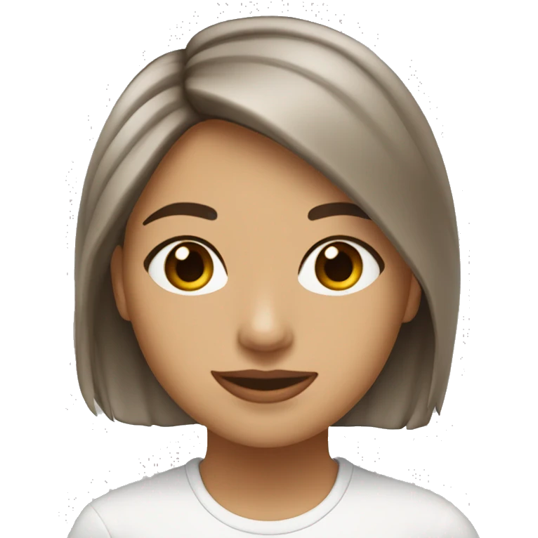 Chica blanca,cabello castaño medio,ojos cafés  emoji