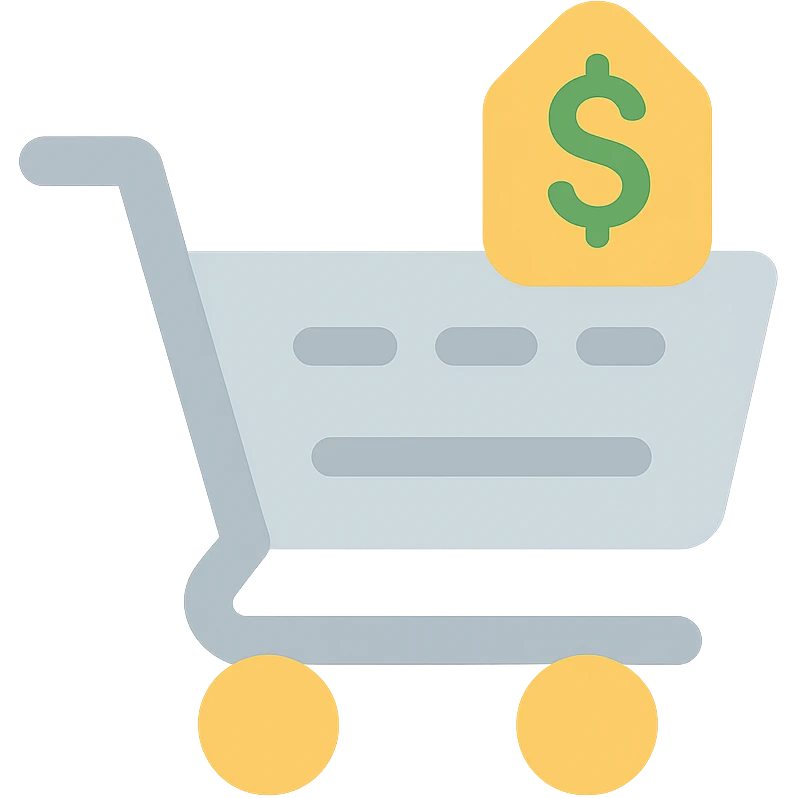 Shopping cart with a price tag, simple emoji style emoji