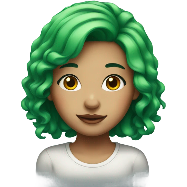 green haired girl portrait emoji