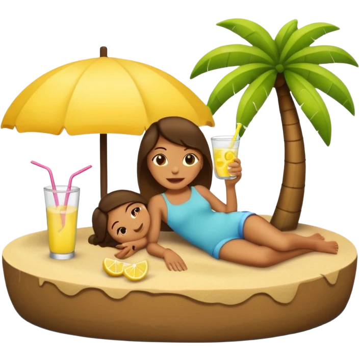 Relaxed emoji lying on an island sipping a lemonade emoji