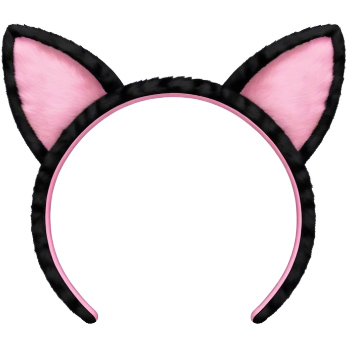 Black cat ears hair hoop with pink inside ears emoji
