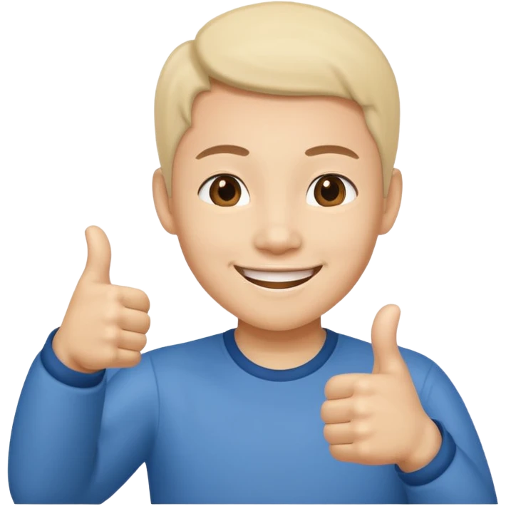 Smiley face with two thumbs up. The face is asian emoji