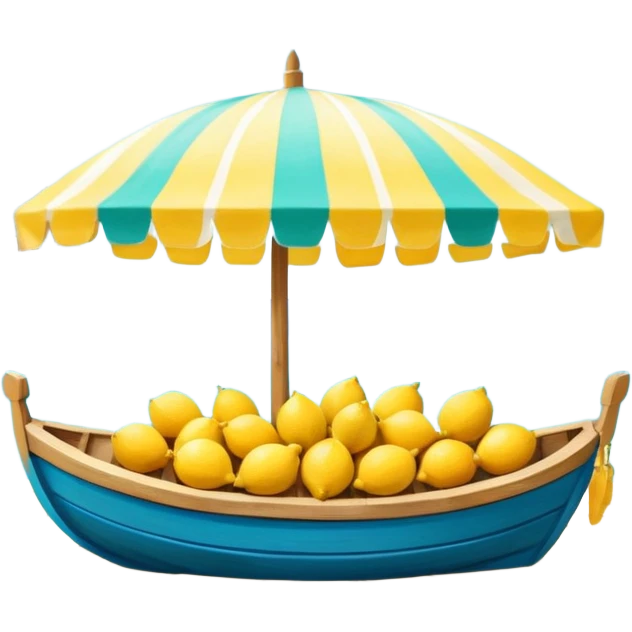 Mediterranean lemon stand by the sea, blue and white striped canopy
Fresh yellow lemons stacked, wooden boats and turquoise water background
Bright sunlight, Italian coastal summer vibe, vibrant colors emoji