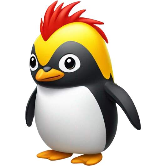 Penguin with a yellow Mohawk and red shoes emoji