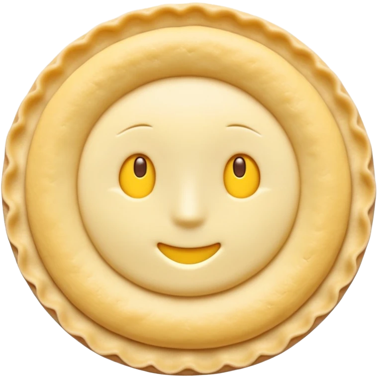 rolled-out shortcrust pastry, raw, disc, pale yellow, soft matte, uneven or crimped edges, delicate texture, no filling, plain dough, soft lighting, emoji scale emoji