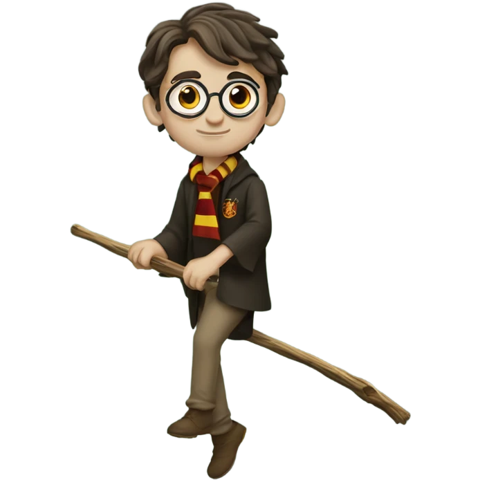 Harry Potter riding on a brook stick emoji
