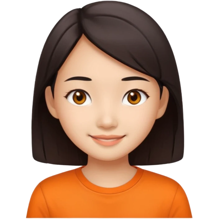 Asian slim eye girl with orange shirt emoji