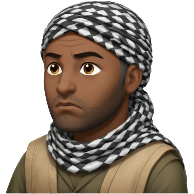 an angry Iraqi, in profile, chest-high emoji