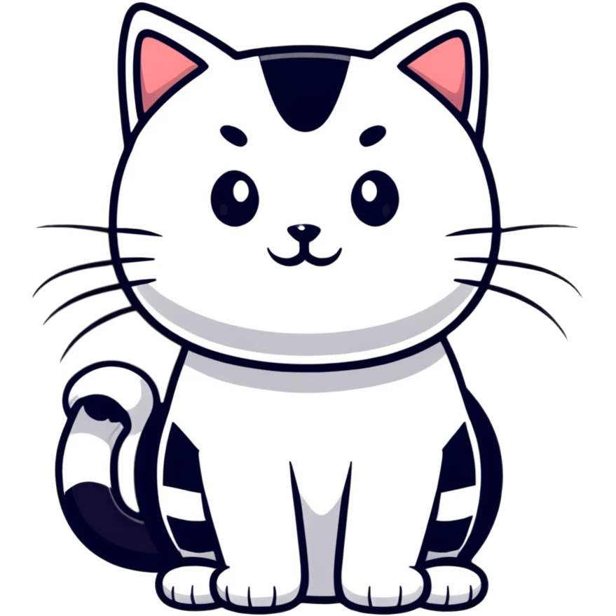 cat with white fur at the bottom and silver stripes at the top emoji