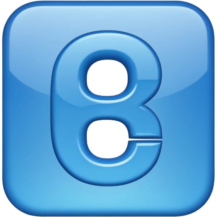 capital letter "G" printed in blue color square shape in center emoji
