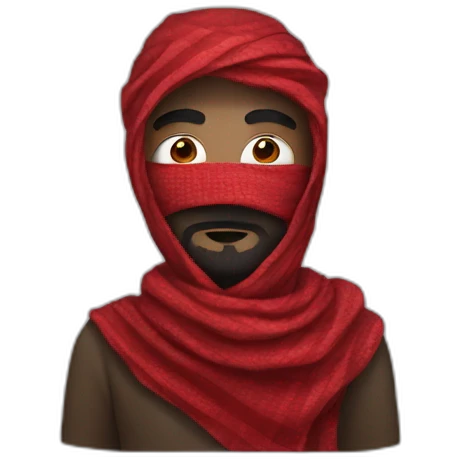 A man masked with a red keffiyeh emoji