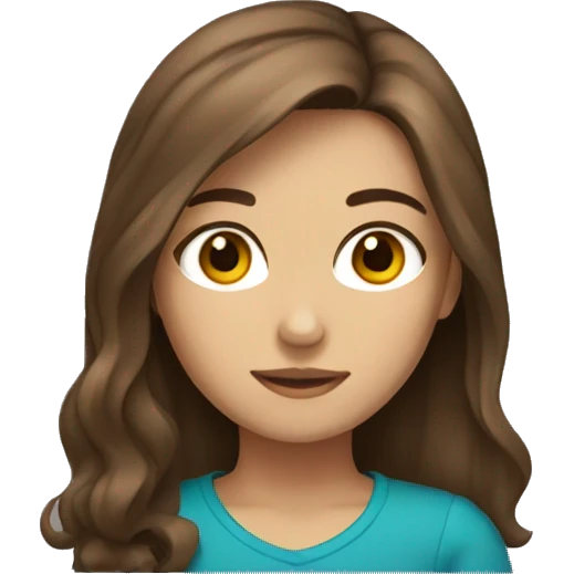 Girl with medium brown hair and brown eyes emoji