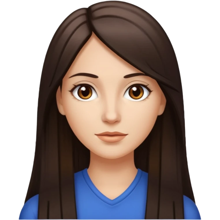 Mulher branca, cabelos longos liso moreno iluminado com luzes no meio  emoji