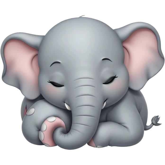 Meme-Worthy Cute Sleeping Elephant Portrait Emoji, Head resting peacefully with a contented smile, showcasing a massive, gentle build and a luxuriously soft gray hide, eyes shut in a serene, restful nap, Simplified yet hilariously adorable features, highly detailed, glowing with a soft, drowsy light, high shine, relaxed and utterly lovable, stylized with an air of playful laziness, bright and heartwarming, soft glowing outline, capturing the essence of a comically sleepy elephant, so meme-worthy it feels like it could instantly become the next viral sensation of adorable slumber! emoji
