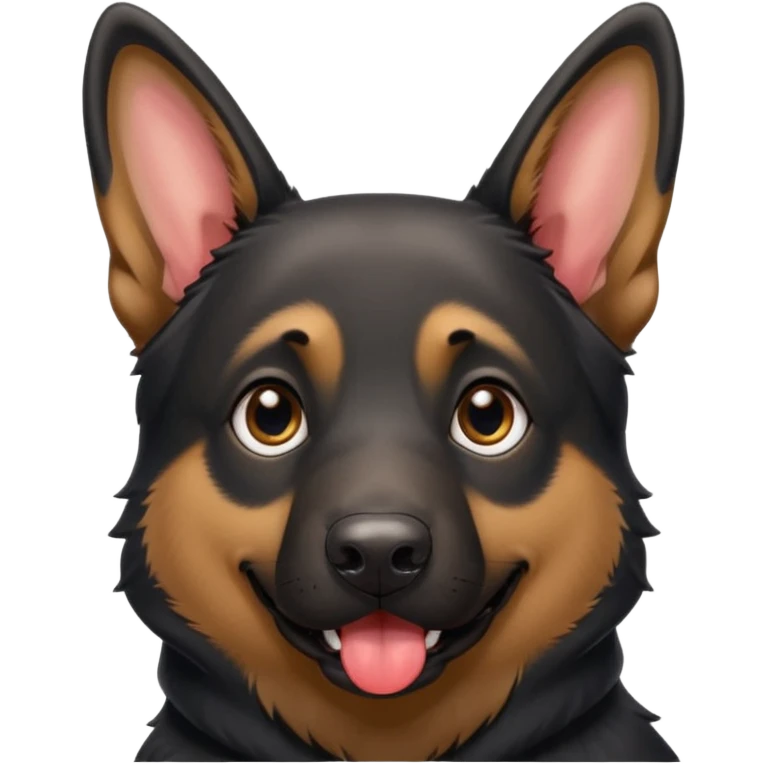 cartoon style dark German Shepherd dog with longer tongue hanging out  emoji