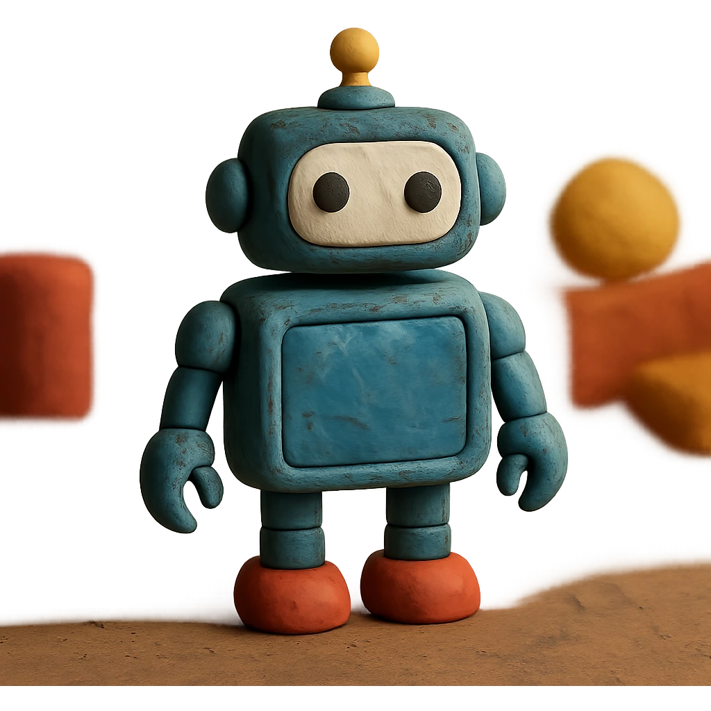 claymation style AI robot emoji