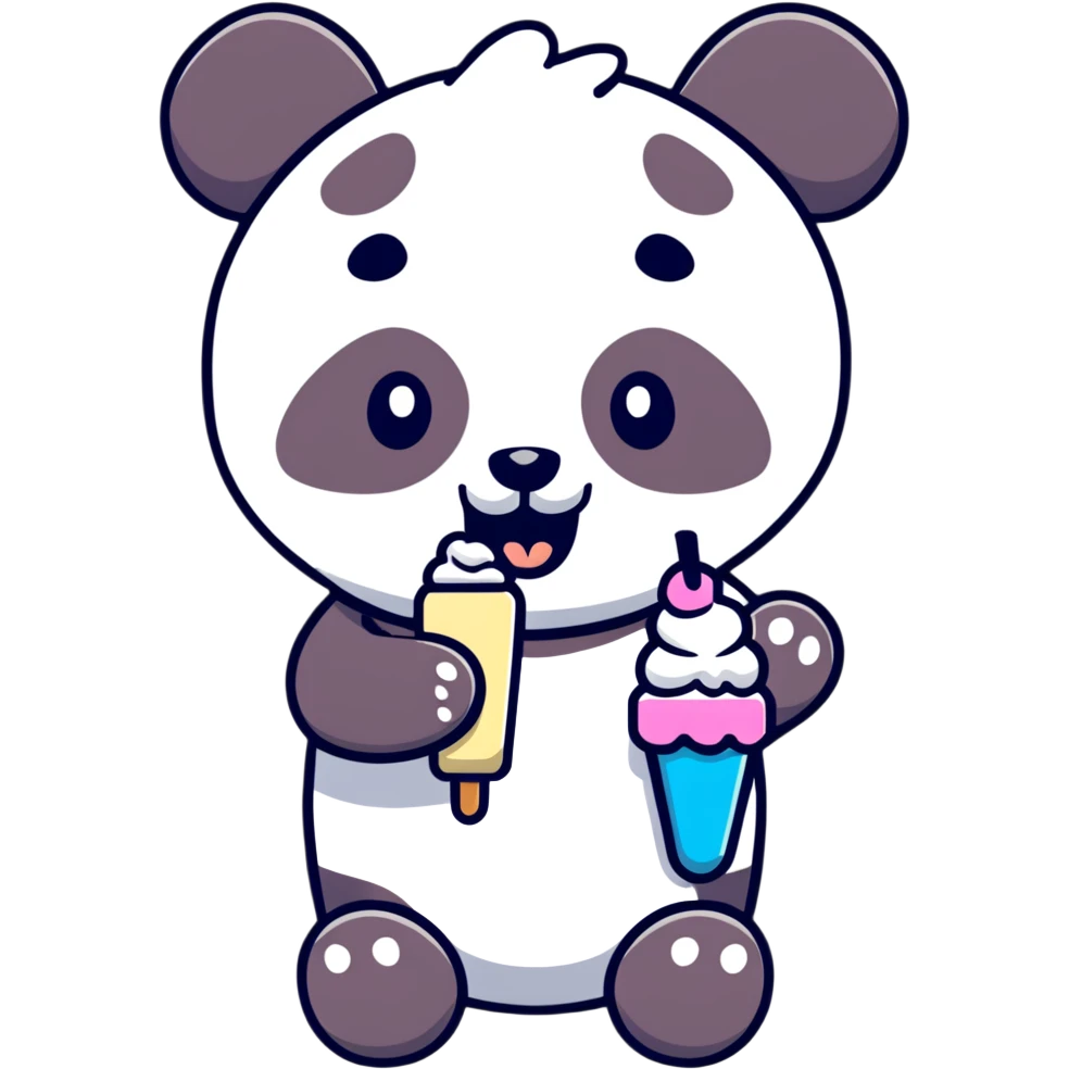 Panda eating ice cream emoji