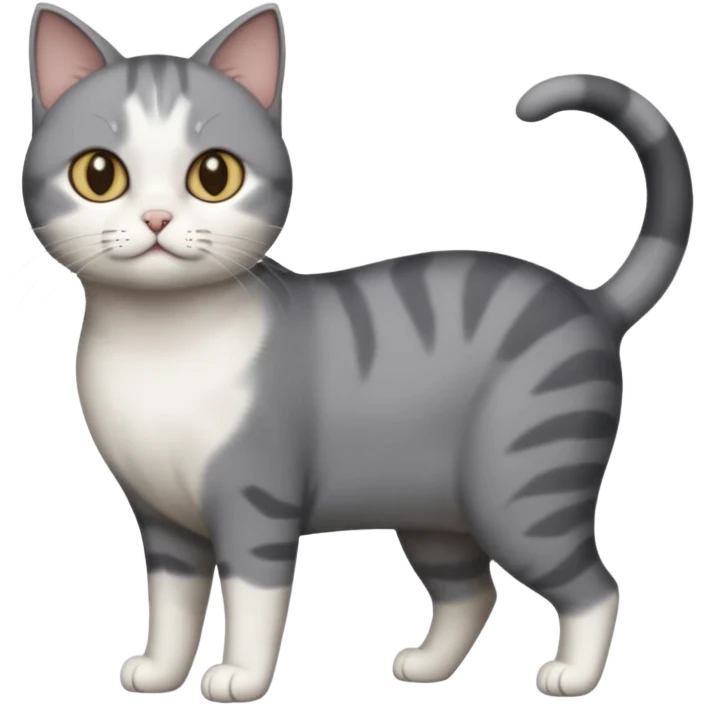 full body large short hair dark grey and white cat emoji