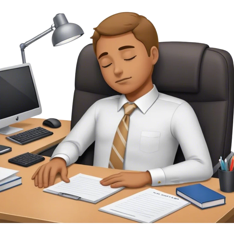 Man Sleeping at office desk job emoji