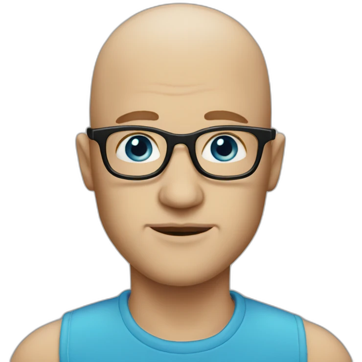 Bald man with glasses blue eyes bigger lips emoji