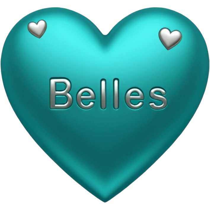 Teal heart with hearts and Belles wording emoji