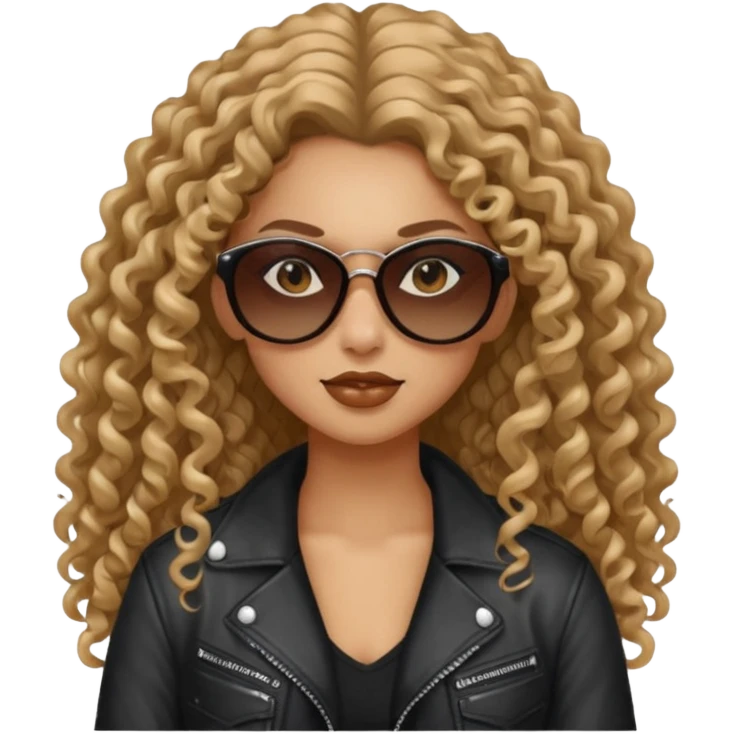 Biker Gang with Sunglasses,girl, long curly hair, sunglasses emoji