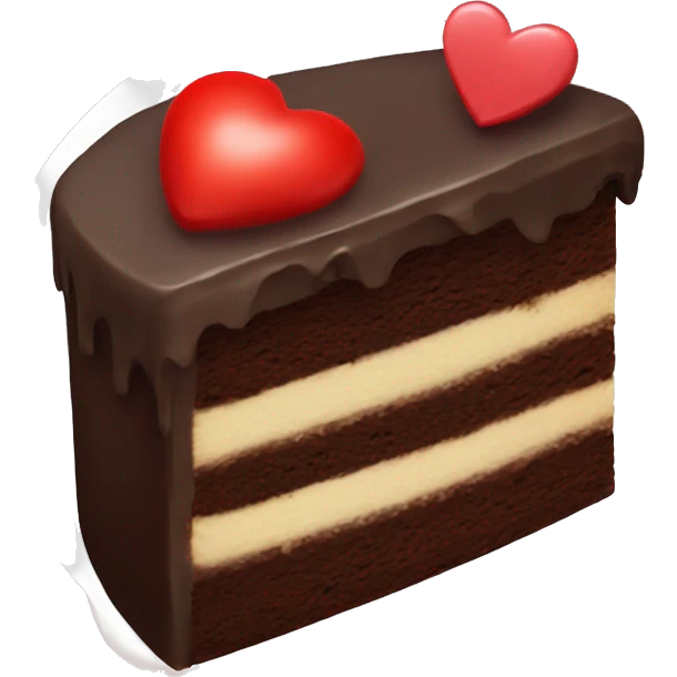 A chocolate cake with little red heart on top  emoji
