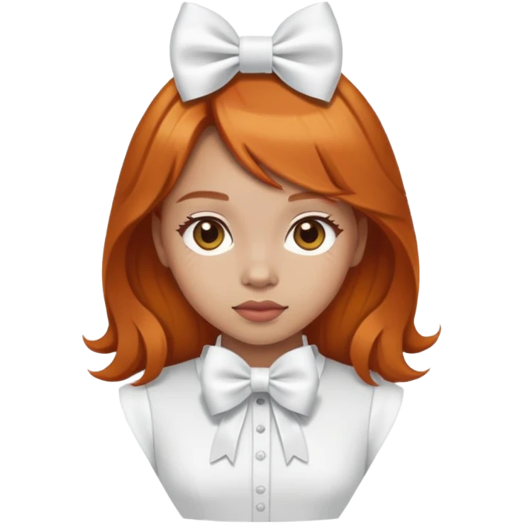 light skin girl with ginger hair and a white bow emoji