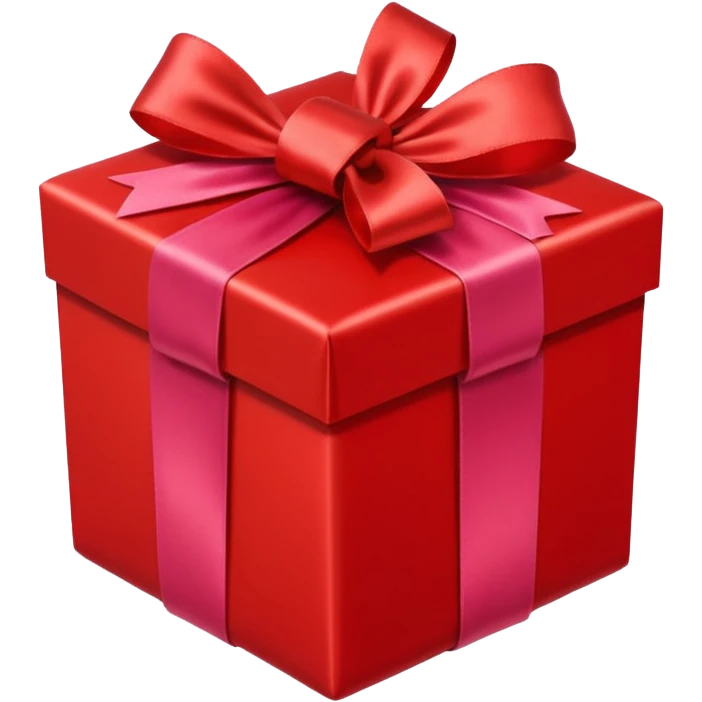 red gift box with bright colored ribbons emoji