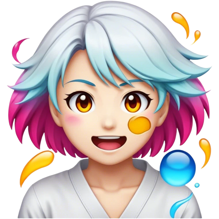 Cinematic Realistic Manga Comics Emoji, depicted as a dynamic stylized illustration inspired by Japanese manga art with bold lines and expressive characters, rendered with vibrant textures and energetic colorful lighting that captures its iconic style. emoji