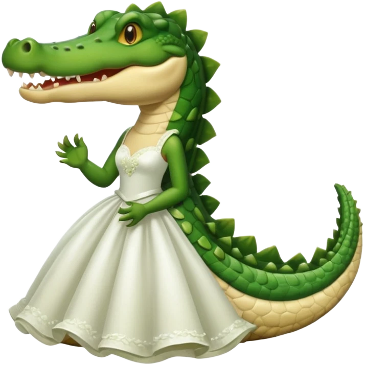 Make me a cocodrile with a wedding drees emoji