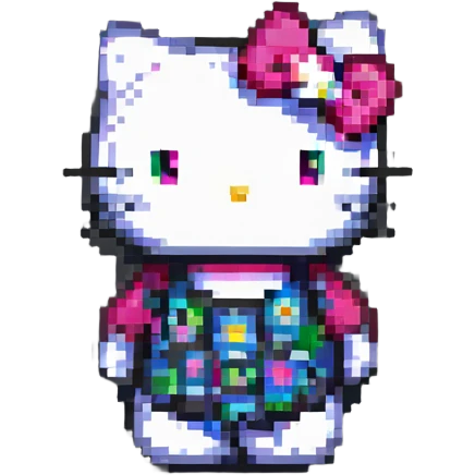 Hello Kitty in the style of pixel art emoji