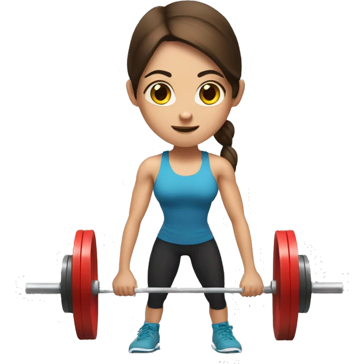 Deadlift exercise girl with brown hair and brown eyes  emoji