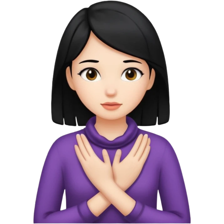 Girl with black hair holding hands around her neck  emoji