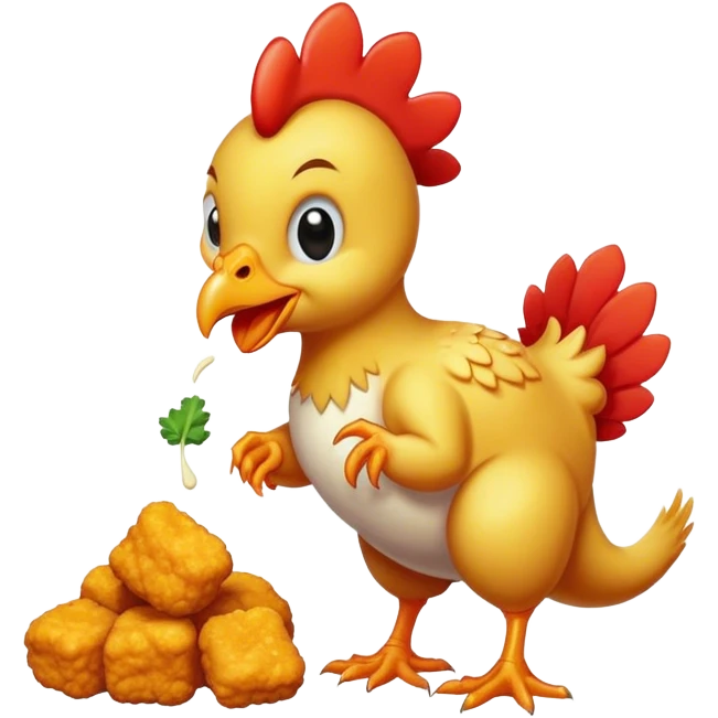 Chicken eating Dino nuggiea emoji