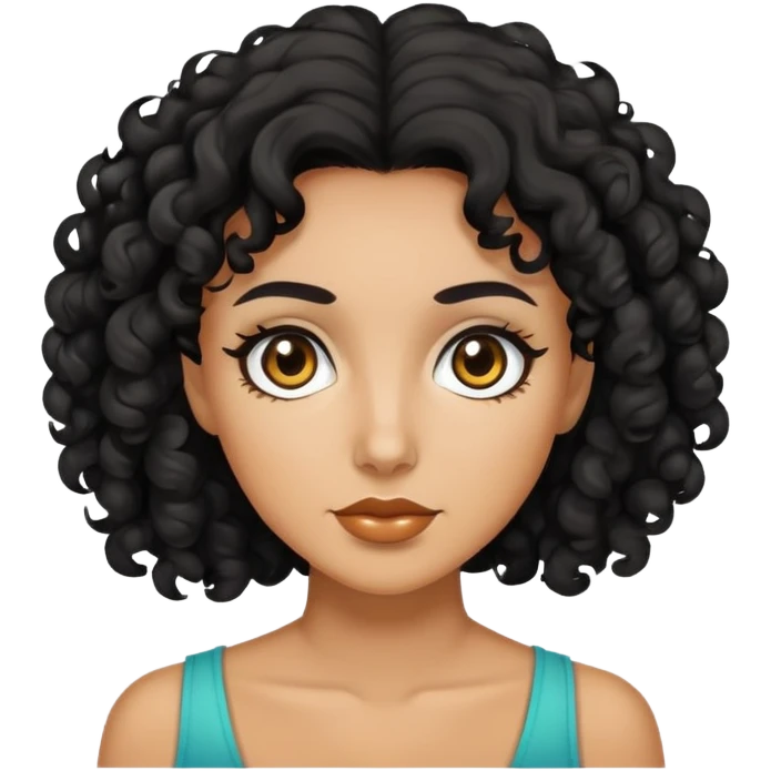A tan woman with black curly hair  emoji