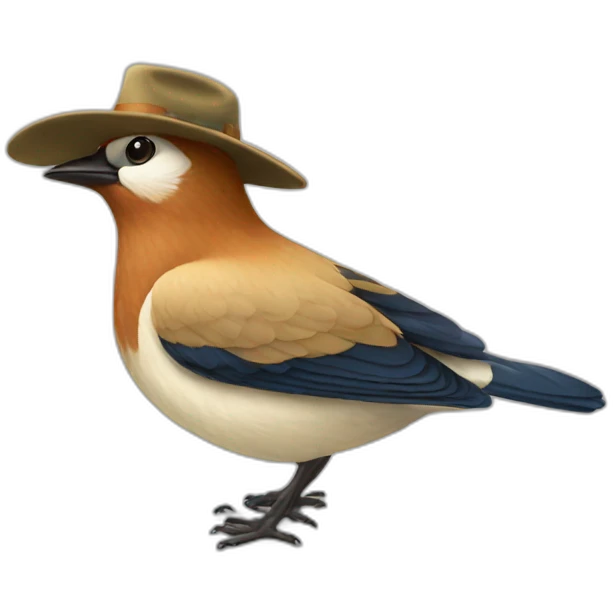 Oiseau avec un chapeau emoji