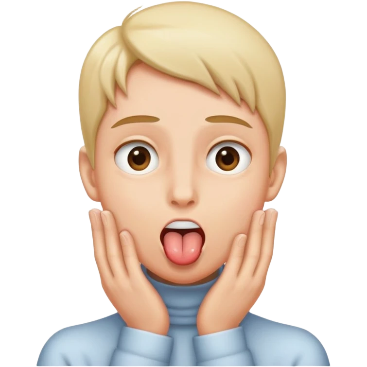 Guy holding his hands on his throat with eyes rolled back and tongue out  emoji